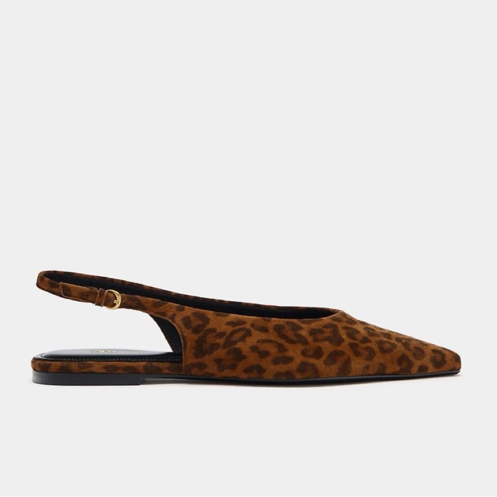New w/ Tags Zara Leopard Slingback Flats size 9 / 40 - Picture 5 of 7